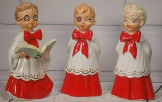 Josef Originals Naughty Choir Boys Set Of 3 Vintage Christmas Figurines Rare