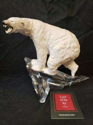 Franklin Porcelain Polar Bear On German Crystal Base Sculpture Lord Of Ice