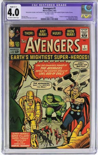 E024.  Avengers 1 Cgc Restored 4.  0 Vg (1963) Origin & 1st App.  Of The Avengers