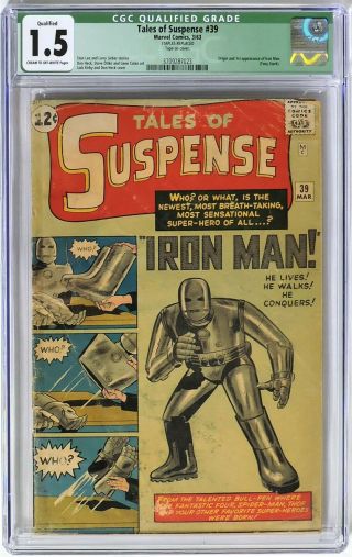 E258.  Tales Of Suspense 39 Cgc Qualified 1.  5 Fr/gd 1963 Origin/1st App Iron Man