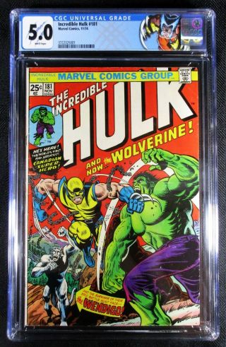 Incredible Hulk 181 | 1st Full App Of Wolverine | Custom Blue Label | Cgc 5.  0