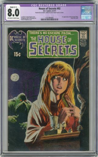 1971 House Of Secrets 92 Cgc 8.  0 Restored 1st Swamp Thing