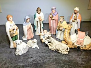 Vintage Retired Homco Home Interiors Nativity 12 Piece Set Porcelain 5110 5115
