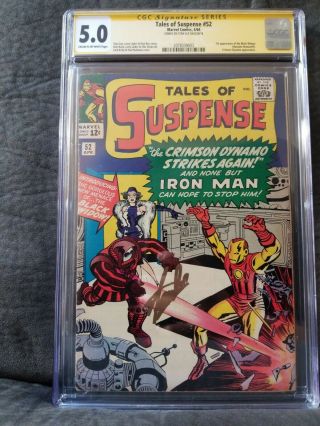 Tales Of Suspense 52 Cgc 5.  0 Ss Gold Signed Stan Lee 1st Black Widow Marvel