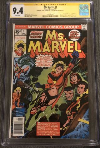 Ms.  Marvel 1 9.  4 Cgc 2x Ss Stan Lee & Gerry Conway Signed 1st Appearance White P