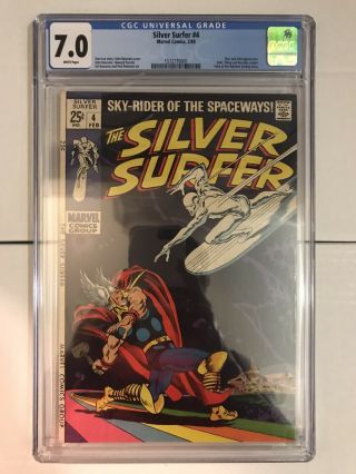 Silver Surfer 4 Cgc 7.  0 White Pages Thor Classic Cover Hot Key Cheapest Ebay