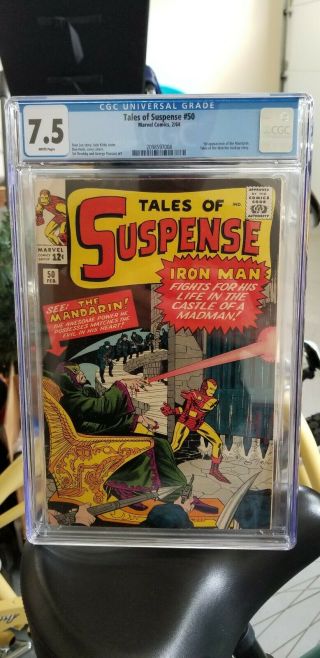 Tales Of Suspense 50 Cgc (7.  5) White Pages - 1st Mandarin Appearance - Iron Man