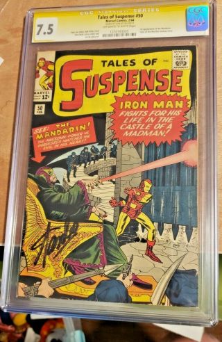 Tales Of Suspense 50 Cgc Ss 7.  5 Signed By Stan Lee - 1st App Mandarin - Iron Man