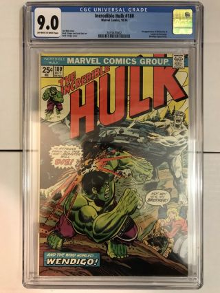 Incredible Hulk 180 Cgc 9.  0 Ow/wh Pages 1st Wolverine Cheapest On Ebay