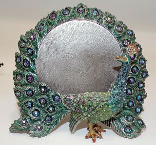 Jay Strongwater Green Peacock Picture Frame W Swarovski Crystals