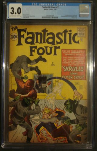 Fantastic Four 2.  Cgc 3.  0.  Key Issue 1st Skrulls.  Fresh From Cgc.  Tm