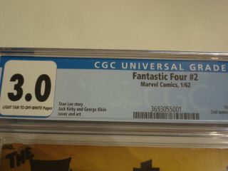 Fantastic Four 2.  CGC 3.  0.  Key ISSUE 1st SKRULLS.  FRESH From CGC.  TM 3