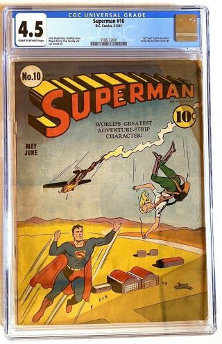1941 Superman 10 Cgc Graded 4.  5 Golden Age J.  Siegel Comic Book 1st Bald Luthor