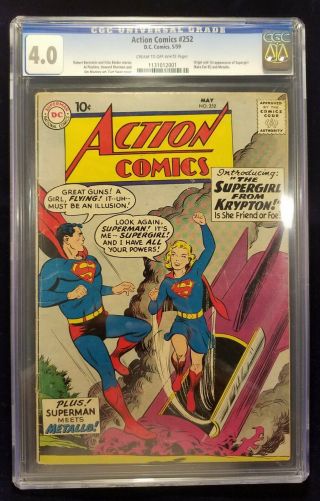 Action Comics 252 CGC 4.  0 VG (DC 5/1959) 1st Appearance of Supergirl & Metallo 3