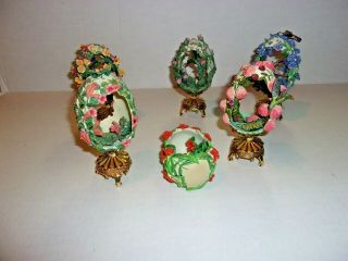 Franklin House Of Faberge Hummingbird Eggs Figurine With Stands