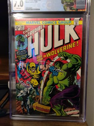 Marvel Comics The Incredible Hulk 181 1st Wolverine App.  Cgc 7.  0 White Pages