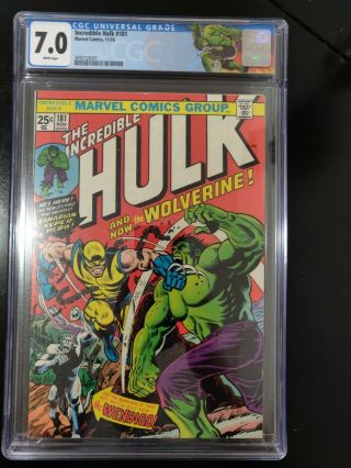Marvel Comics The Incredible Hulk 181 1st Wolverine App.  CGC 7.  0 White Pages 3