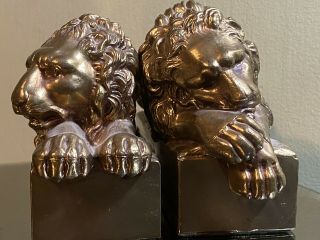 Antique Vintage “antonio Canova 1757 - 1822” Heavy Bronze Lion Bookends
