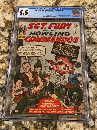 Sgt.  Fury And His Howling Commandos 1 Cgc 5.  5 Ow - White Pages 1st Sgt.  Fury Key
