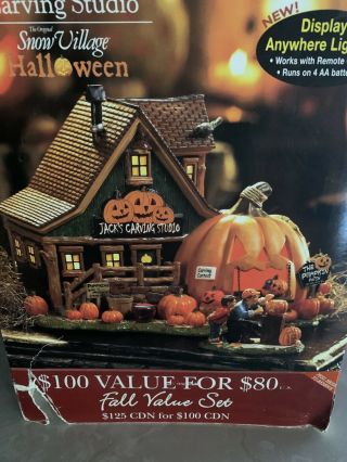 Dept 56 Snow Village Halloween Jack’s Pumpkin Carving Studio W/box