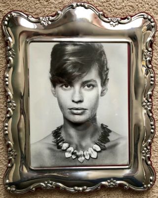 Vintage Ornate Large Pewter Portrait Frame - Velvet Easel Back - 8 " X10 " Photo