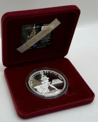 1987 Star Wars 5 Ounce Proof.  999 Fine Silver Coin In Presentation Box - Rare