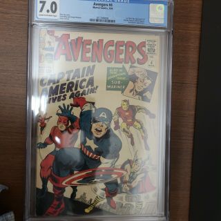 Avengers 4 Marvel 1964 (CGC 7.  0) 1st Silver Age Captain America 2