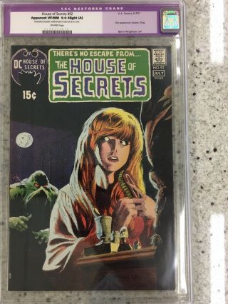 Dc Comics House Of Secrets 92 Cgc 9.  0 1st App Swamp Thing Wrightson 1971