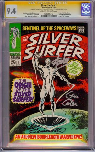Silver Surfer 1 Cgc 9.  4 Signed X3 Stan Lee,  Gene Colan & Joe Sinnott
