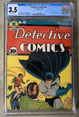 Dc Detective Comics 46 Cgc 3.  5 Death Of Hugo Strange Golden Age Batman (1940)