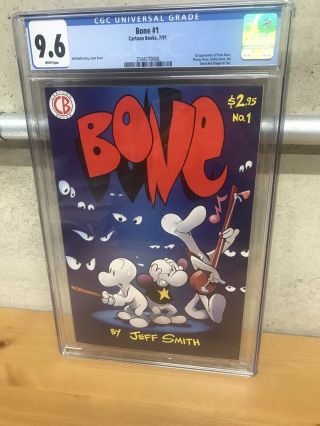 Bone 1 Cgc 9.  6 Nm,  White Pages 1991 Cartoon Books 1st Print Jeff Smith Netflix