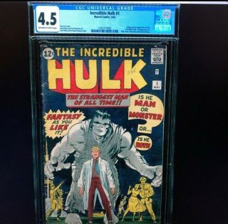 Incredible Hulk 1 Cgc 4.  5 Vg,  Universal Cgc 0271866001
