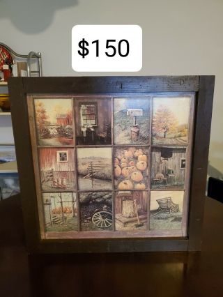 Old Home Interior Picture,  2×2ft,  Dark Brown Frame,  Multiple Pictures In One