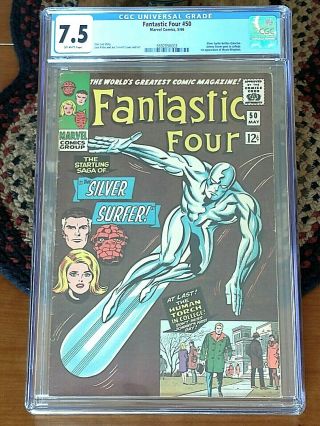 Fantastic Four 50 Cgc 7.  5 (vf -) Ow,  Silver Surfer Battles Galactus