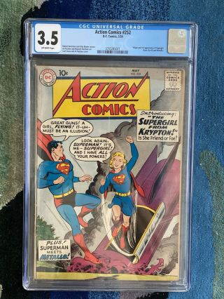 Action Comics 252 Cgc 3.  5 1st Supergirl 1st Metallo Superman Vg -