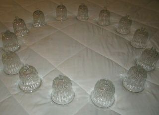 Set Of 14=vintage Clear Glass Pegged Candle Votive Cups W/ribbed Diamond Homco