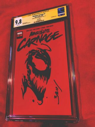 Absolute Carnage 1 Cgc Ss 9.  8 1:200 Signed & Sketch Venom - Creator Mark Bagley