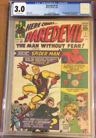 Daredevil 1 Cgc 3.  0 Marvel 1964 Spider - Man Fantastic Four Origin Matt Murdock