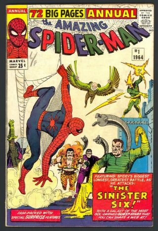 Spider - Man Annual 1 - 1st App Of Sinister Six - Marvel (1964) Vg/fn