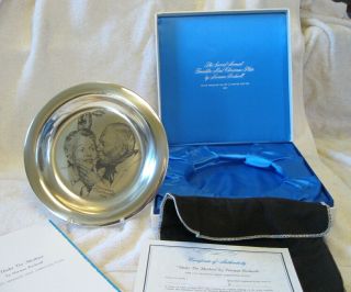 Franklin 1971 Norman Rockwell Solid Sterling Silver Christmas Plate 184.  21g 2