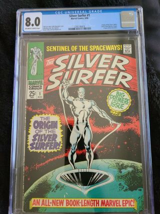Silver Surfer 1 Cgc 8.  0 Marvel Origin Of Silver Surfer & Watchers 1968