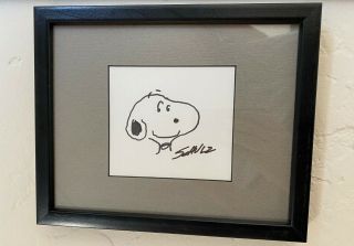 Snoopy / Peanuts - Charles Schulz & Signed Ink Sketch - Framed