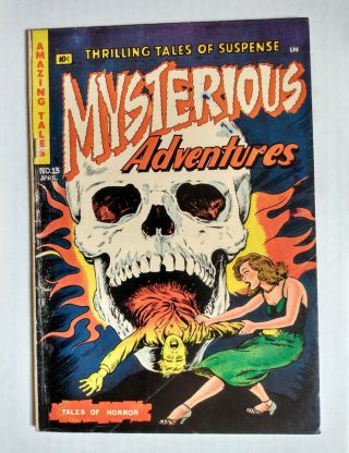 Mysterious Adventures 13 Precode Horror Classic Skull Cover Vg -