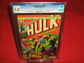 Incredible Hulk 181 Cgc 5.  0 11/1974 Key Bronze Age Book 1st Full App.  Wolverine.
