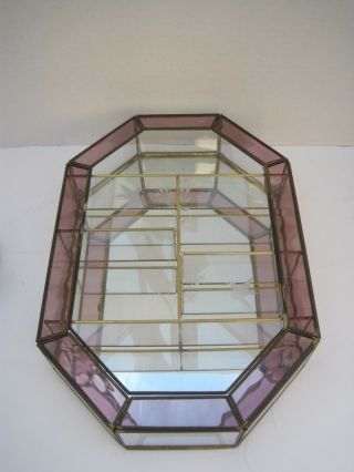 Quality Made Hummingbird Glass And Brass Curio Display Box Cabinet Purple Border