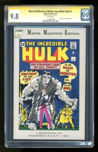 Marvel Milestone Edition Incredible Hulk 1c Cgc 9.  8 Ss Stan Lee 1176984004