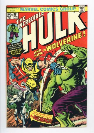 Incredible Hulk 181 Vol 1 Near Perfect 1st App Of Wolverine W/ Mvs