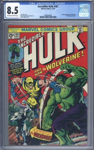 Incredible Hulk 181 Cgc 8.  5 1st App Of Wolverine 1974