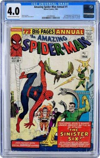Spiderman Annual 1 Cgc 4.  0,  1st Appearance Of Sinister Six