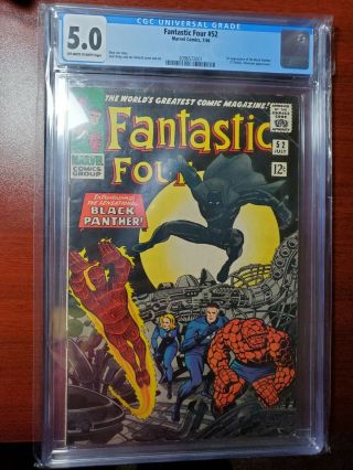 Fantastic Four 52 Cgc 5.  0 White Pages 1st Appearance Black Panther Mcu T 